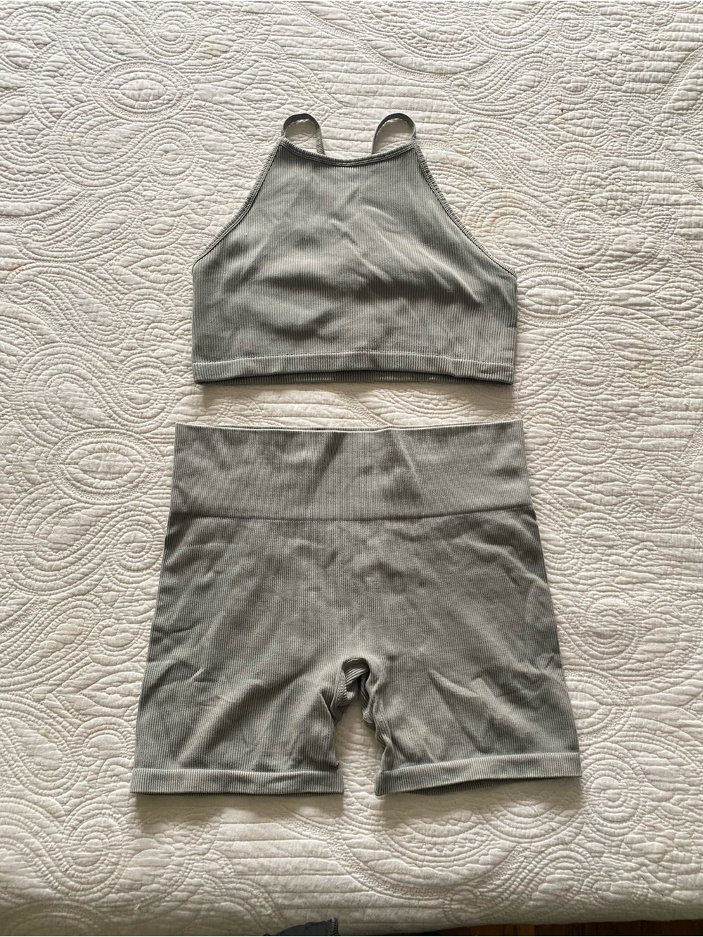 JoyLab Ribbed Sports Bralette & Bike Shorts Set